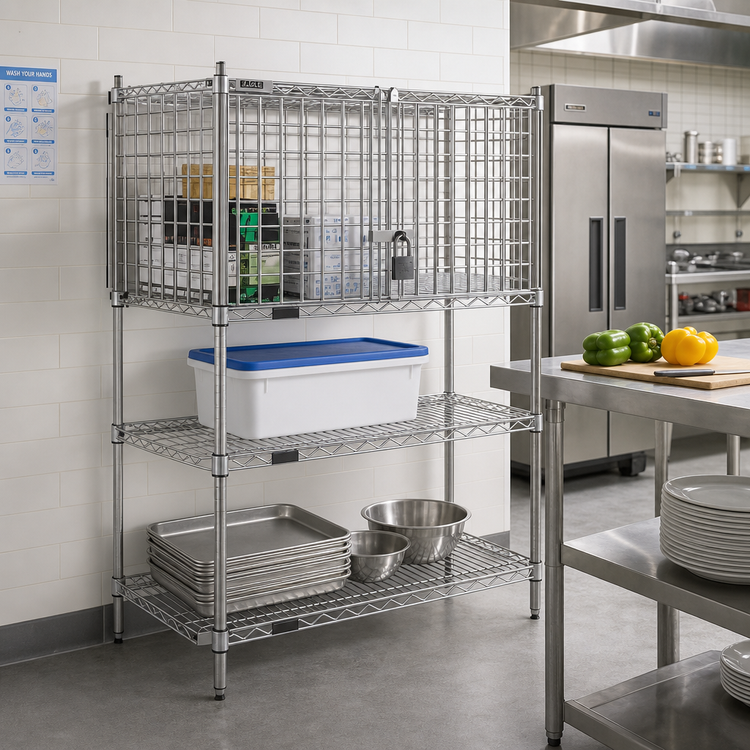 Product image #2 for Eagle Group Security Enclosure Kit for Wire Shelving, 24 x 36 Inch, Hinged Doors, Stainless Steel