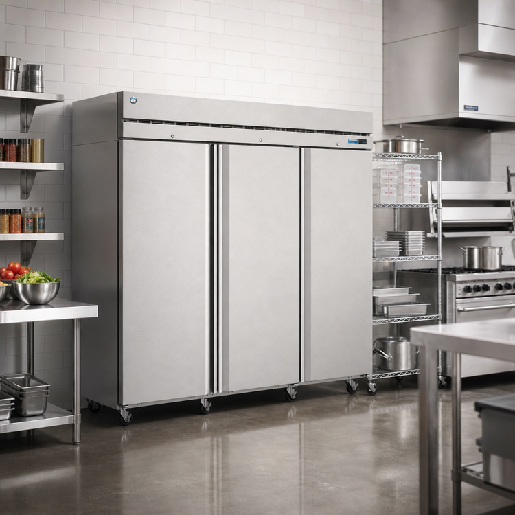Product image #2 for Hoshizaki Steelheart Three-Section Stainless Steel Reach-In Freezer, Solid Doors, Standard Depth