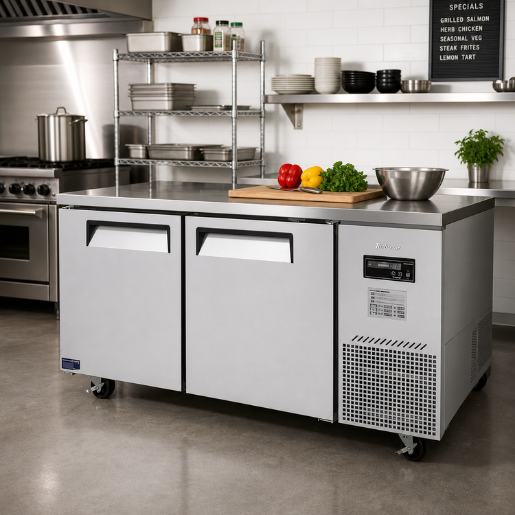 Product image #2 for Turbo Air J Series Extra-Deep 2-Section Side Mount Undercounter Refrigerator, 19 Cu. Ft., 67 Inch Wide