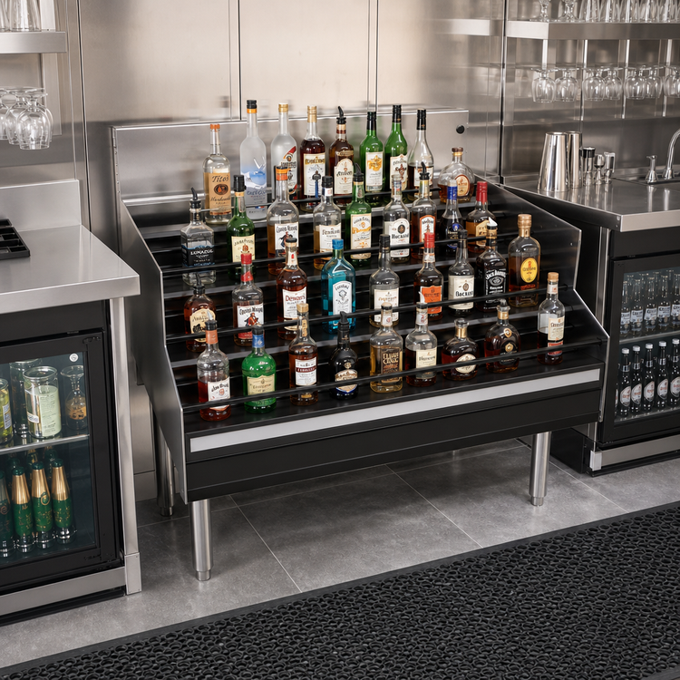 Product image #2 for Glastender Free-Standing Stainless Steel Underbar Liquor Steps, 42-Inch Wide, 5-Step