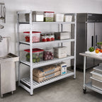 Thumbnail image #2 for Cambro Camshelving® Elements EXSK2448V4480 4-Shelf Vented Polymer Shelving Kit, 24 x 48 in, Speckled Gray