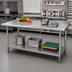 Thumbnail image #2 for Advance Tabco 108-Inch x 36-Inch 16-Gauge 430 Stainless Steel Work Table with 1-1/2-Inch Rear Up-Turn and Adjustable Undershelf