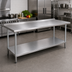 Thumbnail image #2 for Advance Tabco 108-Inch x 36-Inch 16-Gauge 430 Stainless Steel Work Table with 1-1/2-Inch Rear Up-Turn and Adjustable Undershelf