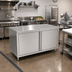 Thumbnail image #2 for John Boos 72 Inch x 36 Inch Enclosed Stainless Steel Work Table with Cabinet Base and Hinged Doors