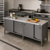 Thumbnail image #2 for John Boos Enclosed Stainless Steel Work Table Cabinet Base with Sliding Doors, 132W x 30D, 16-Gauge 300 Series Flat Top