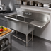 Thumbnail image #2 for John Boos Pro-Bowl Freestanding 2-Compartment 14-Gauge Stainless Steel Sink with Right Drainboard, 74-3/16 Inch x 25-1/2 Inch