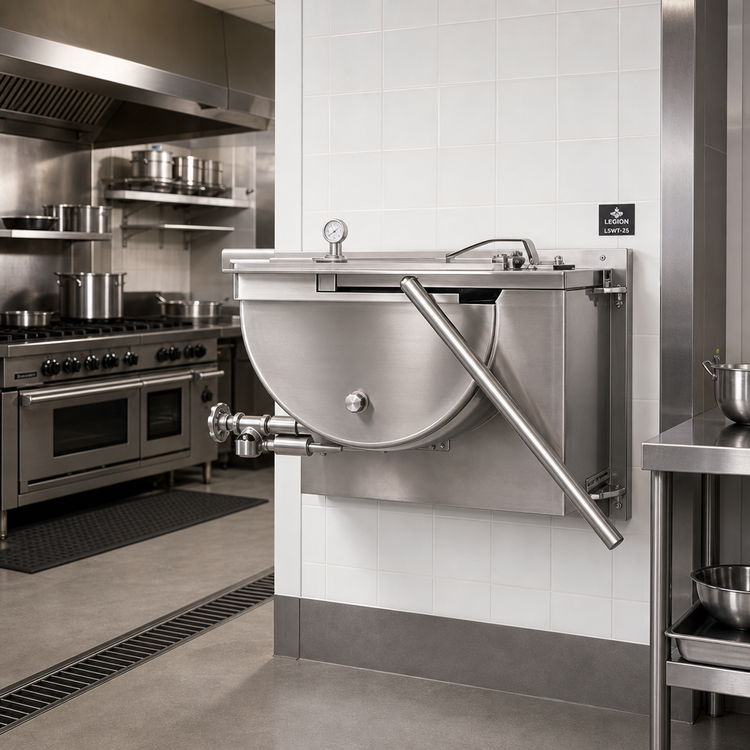 Product image #2 for Legion LSWT-25 25-Gallon Wall-Mounted Full Jacketed Direct Steam Kettle
