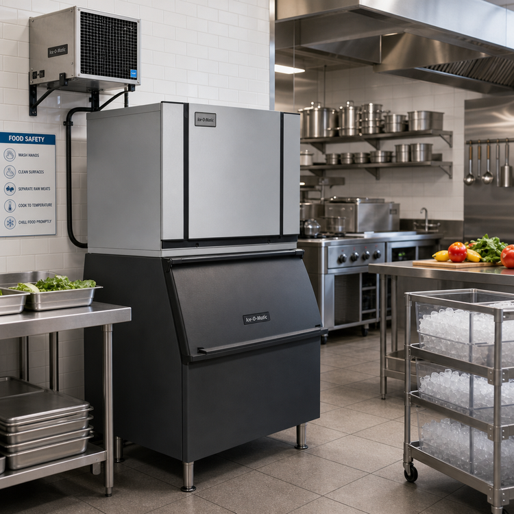 Product image #3 for Ice-O-Matic Elevation Series Modular Cube Ice Maker Head with Air-Cooled Remote Condenser, Half-Size Cube