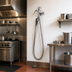 Thumbnail image #2 for Wall-Mount Pot and Kettle Filler Faucet with Vacuum Breaker, Stainless Steel Hose and Self-Closing Hook Nozzle