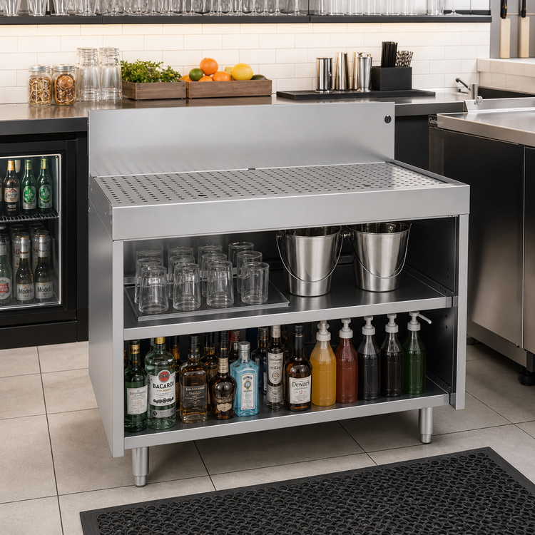 Product image #2 for Glastender 36-Inch Stainless Steel Open Front Underbar Drainboard Cabinet Base