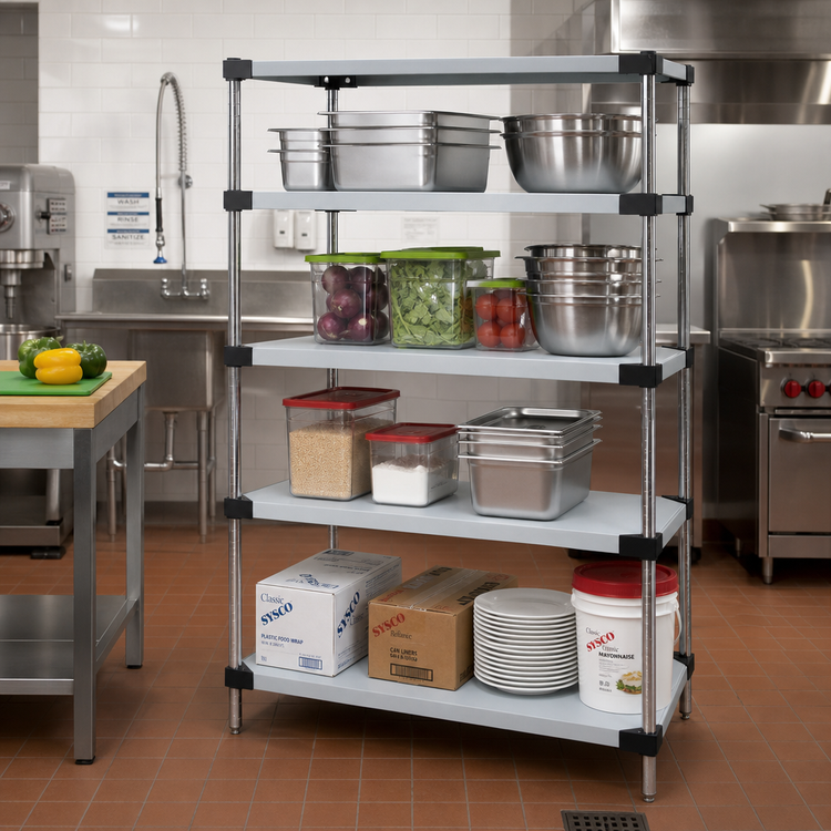Product image #2 for Quantum 42" x 18" x 63" Stationary Solid Stainless Steel Shelving Starter Kit