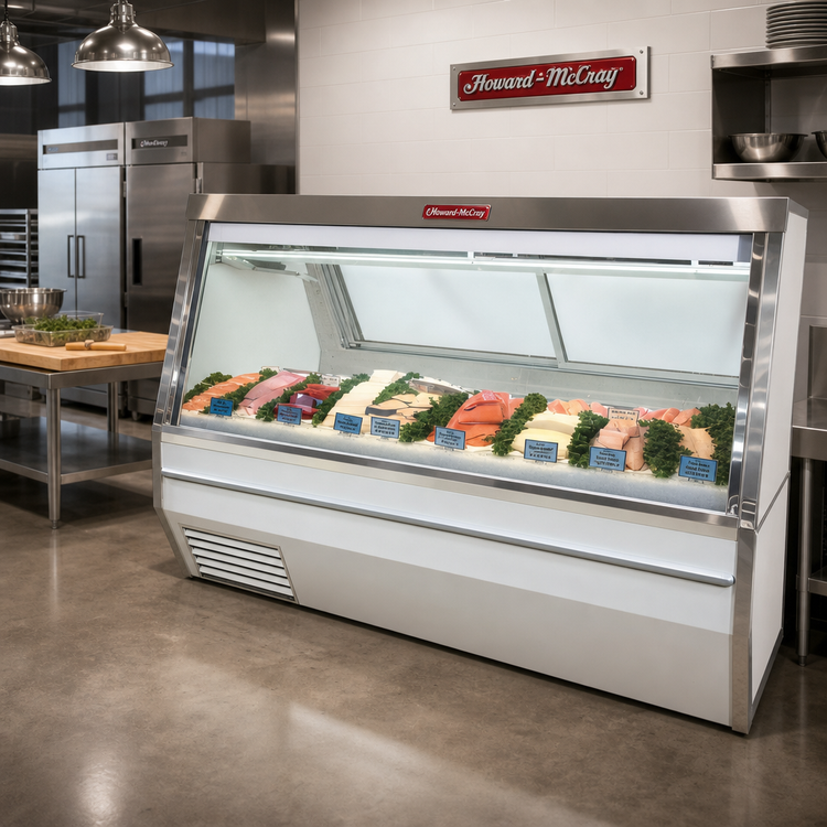 Product image #2 for Howard-McCray 34N Series 96-Inch Double Duty Remote Refrigerated Fish/Poultry Service Case with Straight Glass Front