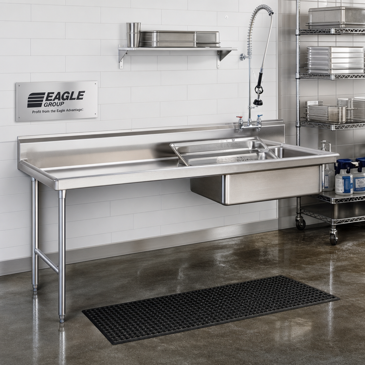 Product image #2 for Eagle Group Straight Left-to-Right Soiled Dishtable with 20 x 20 x 5 In. Pre-Rinse Sink