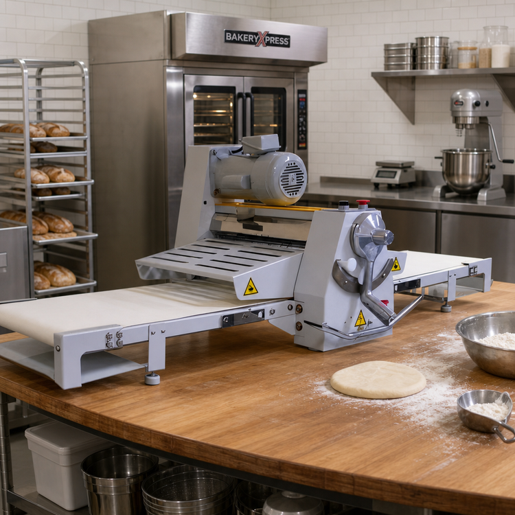 Product image #2 for BakeryXpress Countertop Reversible Dough Sheeter with 17-Inch x 67-Inch Conveyor, 110V