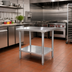 Thumbnail image #2 for Standard Series 30 x 30 Inch Square Stainless Steel Flat Top Work Table with Galvanized Undershelf