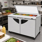 Thumbnail image #2 for Turbo Air Super Deluxe TST-48SD-N-GL Two-Section Sandwich/Salad Prep Table, Glass Lid, 12-Pan, 48-1/4 Inch