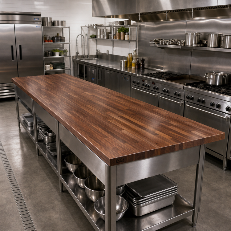 Product image #2 for Boos Block American Black Walnut Blended Edge Grain Kitchen Countertop, 120 x 30 x 1-1/2 Inches, Varnique Finish