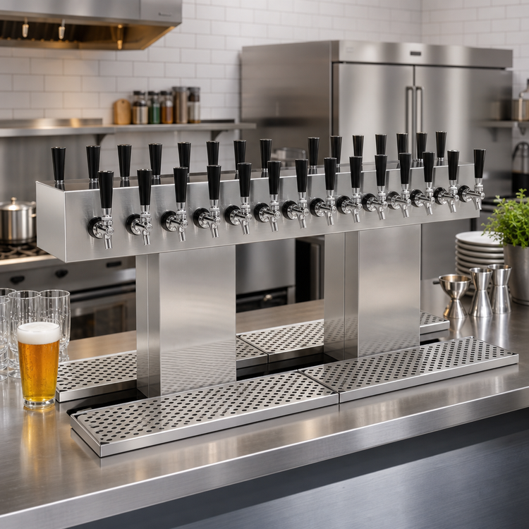 Product image #2 for Glastender Double-Sided 24-Faucet Glycol-Cooled Countertop Draft Dispensing Tower