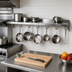Thumbnail image #2 for John Boos Stallion 72-Inch Wall-Mounted Stainless Steel Pot Rack Shelf with 6 Hooks