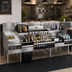 Thumbnail image #2 for Glastender 66 Inch All-In-One Underbar Ice Bin/Cocktail Station with Blender Shelf, Wet Waste Sink, Speed Rail, and Liquor Display