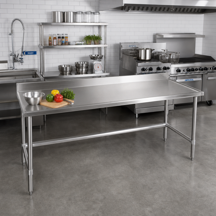 Product image #2 for Spec-Master Marine Series Stainless Steel Work Table with 4-1/2 Inch Backsplash, 108 x 36 Inches