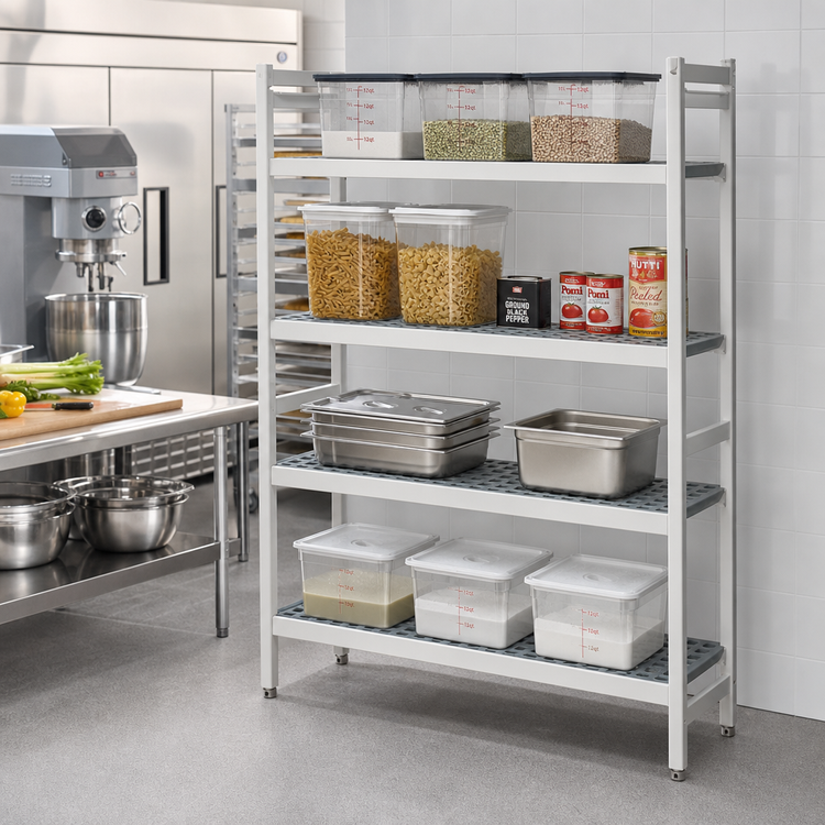 Product image #2 for Fermostock 4-Tier Stationary Polymer Shelving Starter Unit, 31 W x 22 D x 66 H