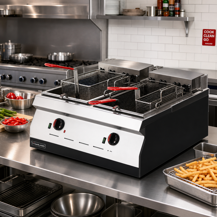 Product image #2 for Garland Designer Series ED-30SFT Twin-Tank Countertop Electric Deep Fryer, 30-Inch, 16 kW
