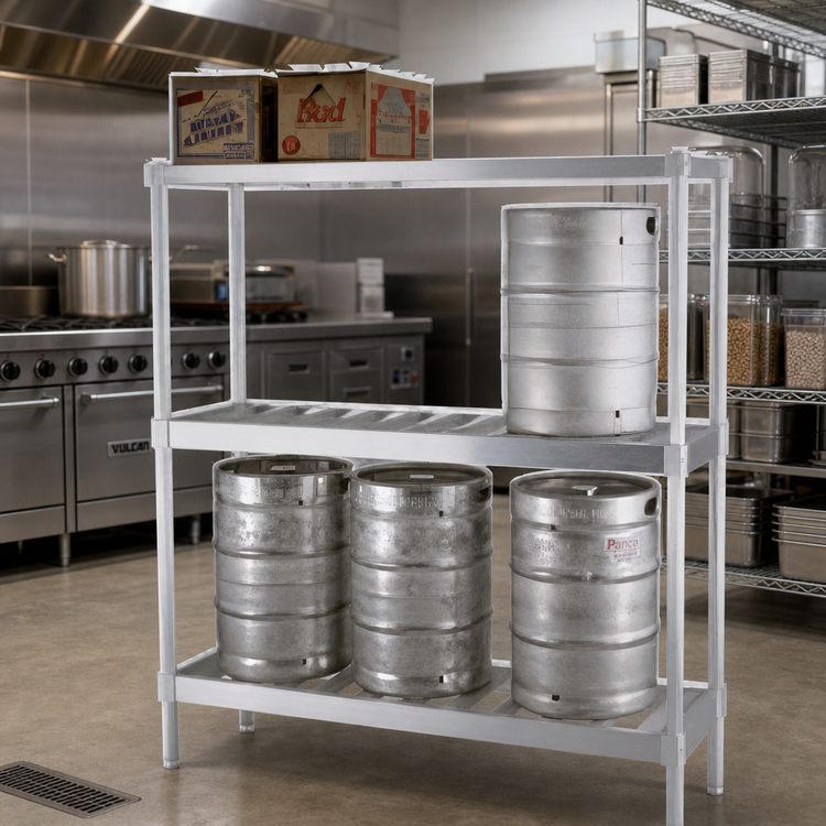 Product image #2 for Panco KRB1893A 3-Sided Beer Keg Rack Frame, 93 x 18 Inch, Aluminum Tubular Construction