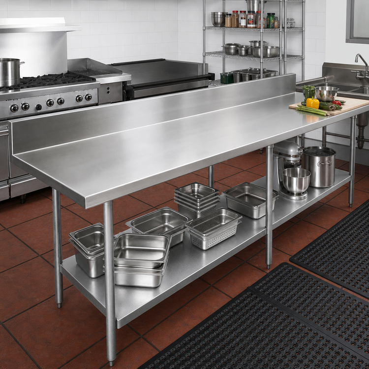 Product image #2 for John Boos Stainless Steel Countertop Surface with 6-Inch Boxed Backsplash, 108 x 30 Inches