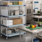 Thumbnail image #2 for Metro MetroMax 4 MAX4-1854G 54"W x 18"D Blue Open Grid Polymer Shelf, 600 lb. Capacity, Microban