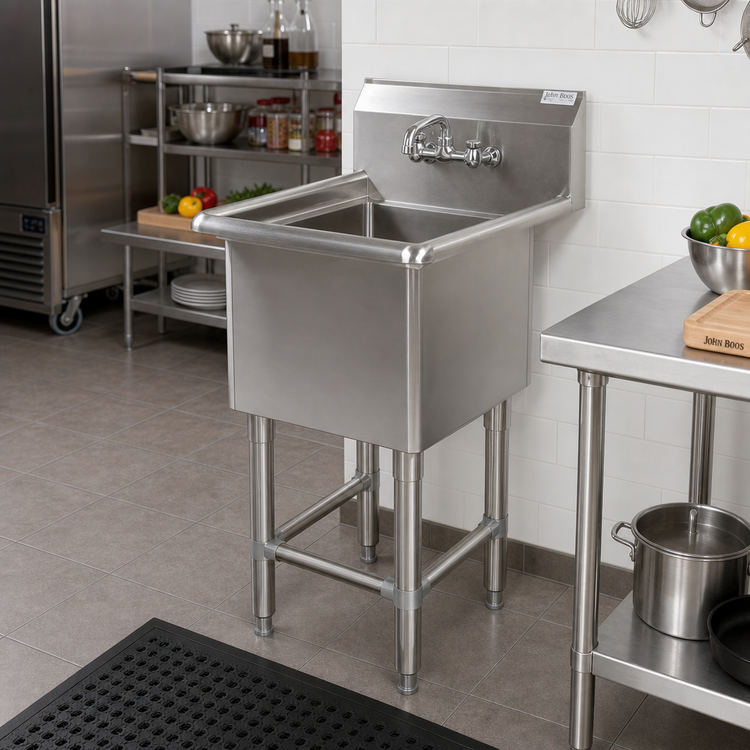 Product image #2 for John Boos Pro-Bowl 1-Compartment Stainless Steel Sink with 24 x 24 x 14 Inch Bowl, 10 Inch Backsplash, and Stainless Steel Legs