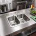 Thumbnail image #2 for BK Resources Two-Compartment Drop-In Sink with Basket Drains, 24 x 18-1/2 x 10 Inches, 304 Stainless Steel