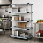 Thumbnail image #2 for Quantum WR54-2436SG Stationary Solid Shelving Starter Kit, 36"W x 24"D x 54"H, 4 Shelves, Galvanized Steel, Chrome Posts