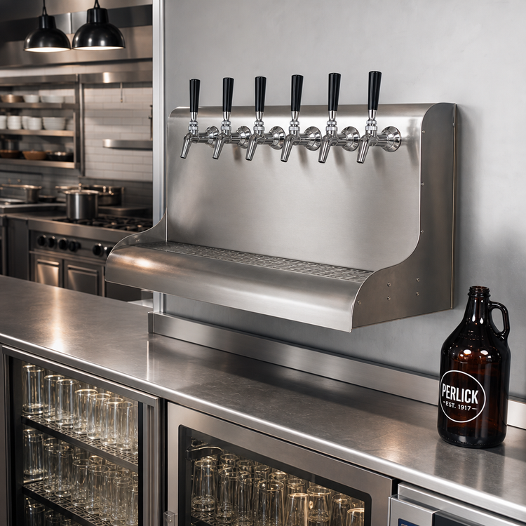 Product image #2 for Perlick 4076DN6 6-Faucet Bottom-Exit Modular Wall-Mount Glycol-Cooled Draft Beer Dispensing Tower