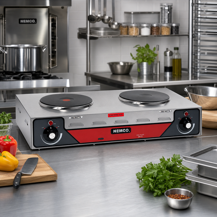 Product image #2 for Nemco 24-1/8-Inch Countertop Electric Horizontal Double Burner Hot Plate