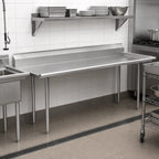 Thumbnail image #2 for Klinger's Trading CDT72R Straight Clean Dishtable, Left-to-Right, 72 x 30 in, 16-Gauge 304 Stainless Steel, 9 in Backsplash