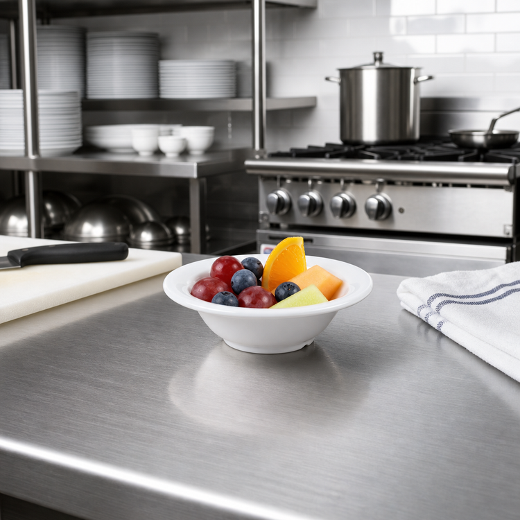 Product image #2 for Sierrus Rimmed Melamine Fruit Bowl, 4-1/2 oz., 4-3/4 in. Dia., White