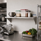 Thumbnail image #2 for BK Resources BKWS-1248 48" x 12" Wall-Mounted 304 Stainless Steel Shelf, 18 Gauge, 1-1/2" Rear Turn-Up, Two 8" Supports