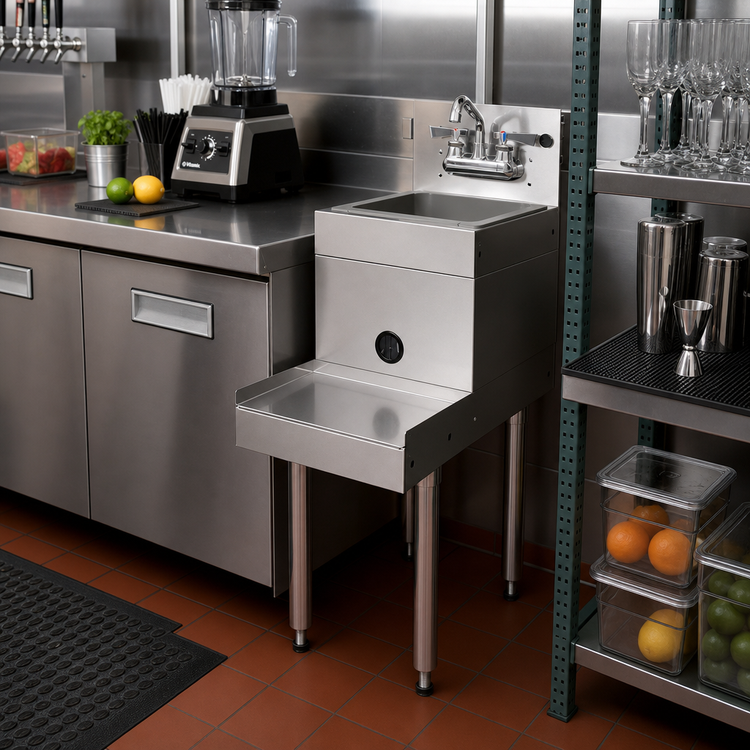 Product image #2 for Glastender Freestanding Underbar Blender Station with Dump Sink, 14 x 24 Inch, Stainless Steel