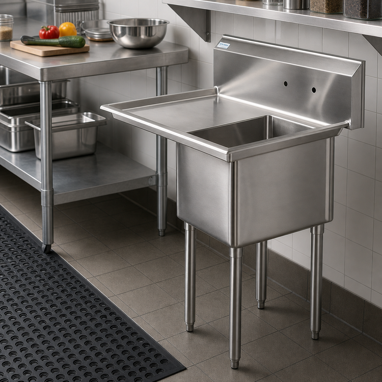Product image #2 for Serv-Ware 18-Gauge 304 Stainless Steel 1-Bowl Sink with Left 18-Inch Drainboard
