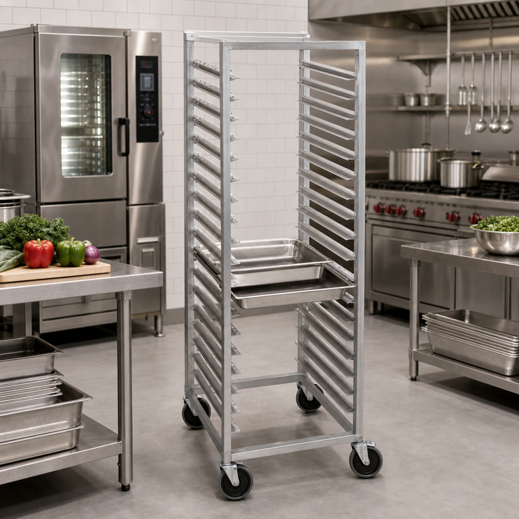 Product image #2 for Channel Mobile Stainless Steel Side-Load 12 x 20 Steam Table Pan Rack, 22-Pan Capacity