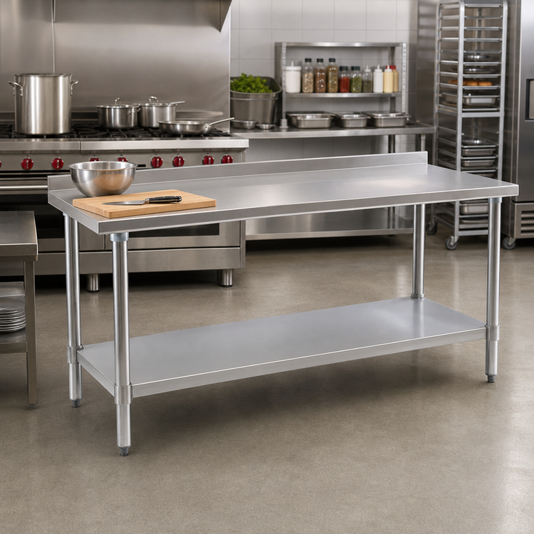 Product image #2 for Eagle Budget Series Stainless Steel Work Table with Rear Upturn and Adjustable Undershelf, 120 x 30 Inches