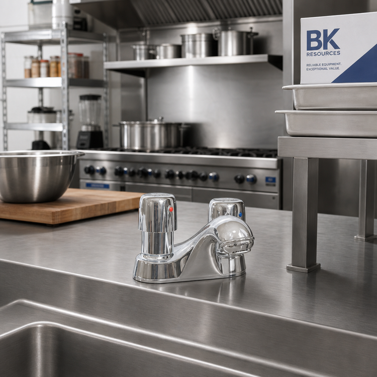 Product image #2 for BK Resources 4-Inch Deck-Mounted Lead Free Hot and Cold Metering Faucet