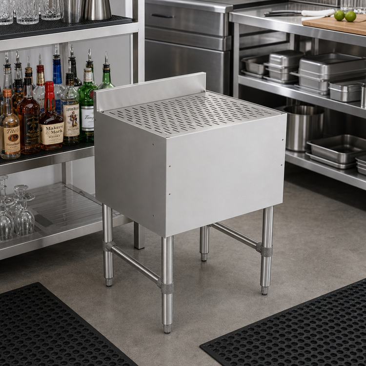 Product image #2 for John Boos Freestanding Underbar Stainless Steel Drainboard with 3-Inch Backsplash, 12 x 21 x 32-1/2 Inches