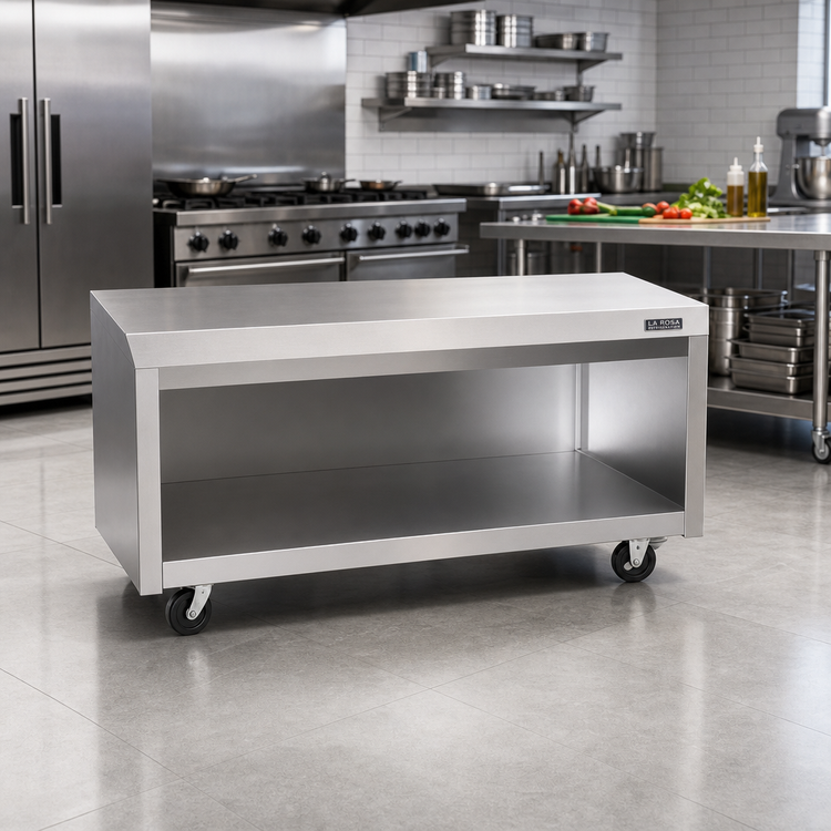 Product image #2 for La Rosa Refrigeration Mobile Open Cabinet Base Equipment Stand, 74 x 24 Inches, 304 Stainless Steel