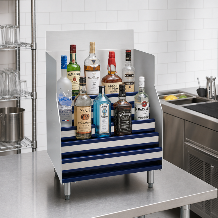 Product image #2 for Advance Tabco Prestige Supreme 5-Step Freestanding Liquor Bottle Display Unit, 18 x 25 x 35-15/16 Inches, Stainless Steel