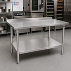 Thumbnail image #2 for John Boos Stallion ST6R1.5-2460SSW 60" x 24" Stainless Steel Work Table, 16-Gauge 300-Series Top, Rear Up-Turn & Welded Undershelf