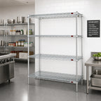 Thumbnail image #2 for Eagle Group A4-74-2160C 4-Tier Add-On Wire Shelving Unit, 60 x 21 x 74 Inches, Chrome-Plated, QuadTruss