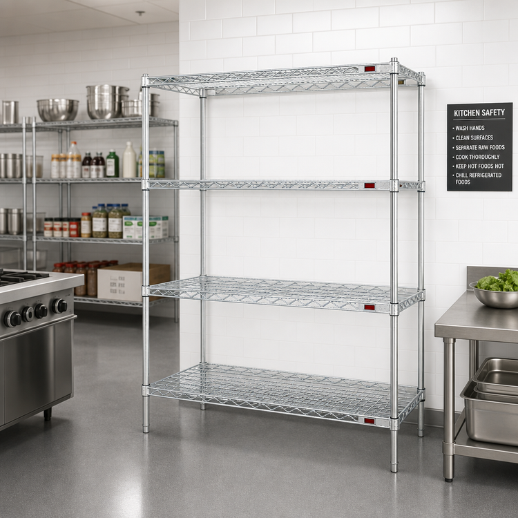Product image #2 for Eagle Group 4-Tier Add-On Wire Shelving Unit with QuadTruss, 60 x 21 x 74 Inches, Chrome-Plated