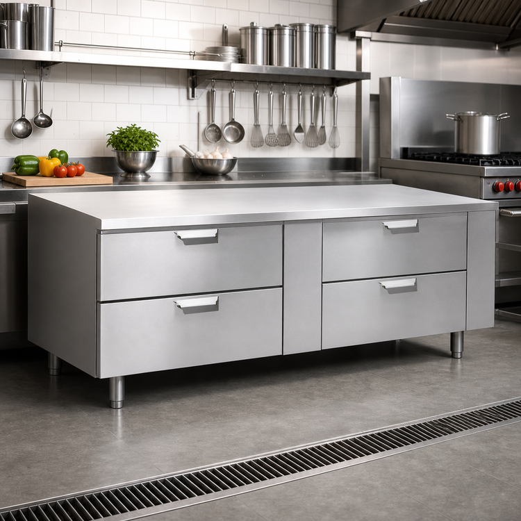Product image #2 for 64-Inch Stainless Steel Remote Refrigerated Equipment Stand with 4 Drawers